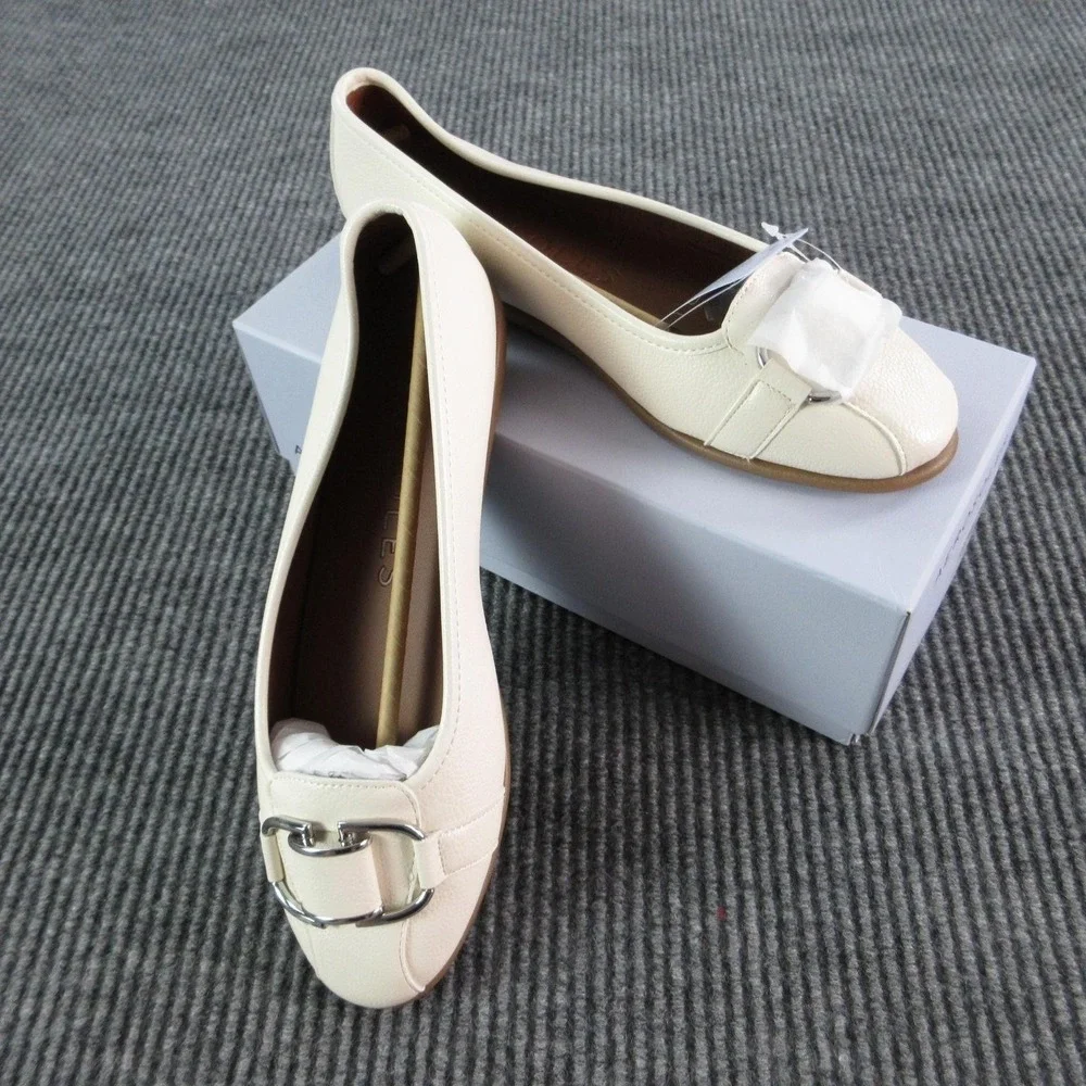 Aerosoles Shoes Womens Size 10W Eggnog Bentley Flat Buckle Slip On Cushioned NWB